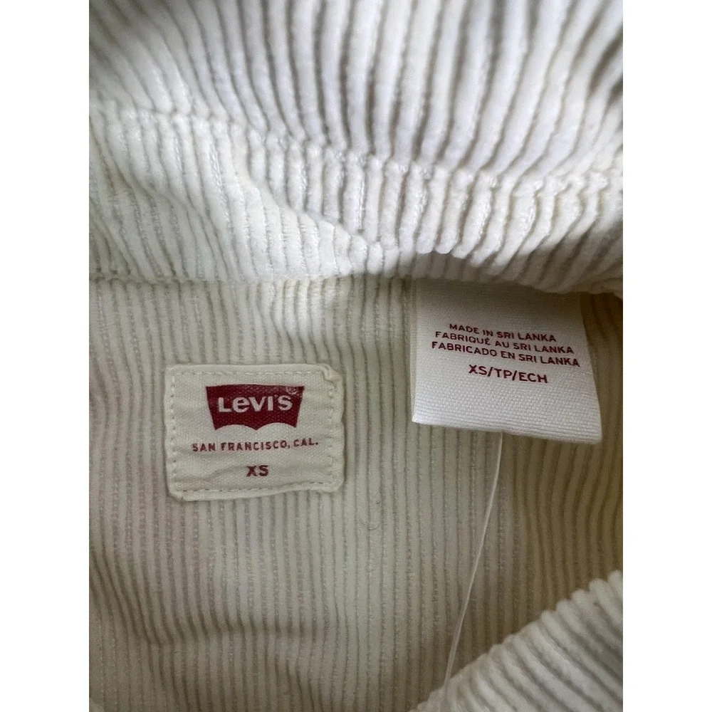 Levi's Corduroy Shirt Womens XS White Button Front Long Sleeve‎ Relaxed Fit Top